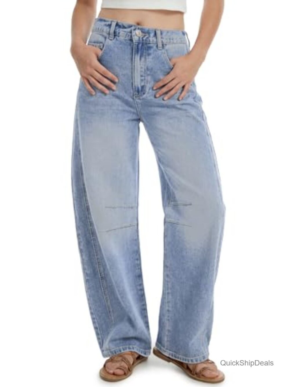 SEVEGO Womens Tall Barrel Jeans Mid Rise Wide Leg Relaxed Fit Cropped Denim